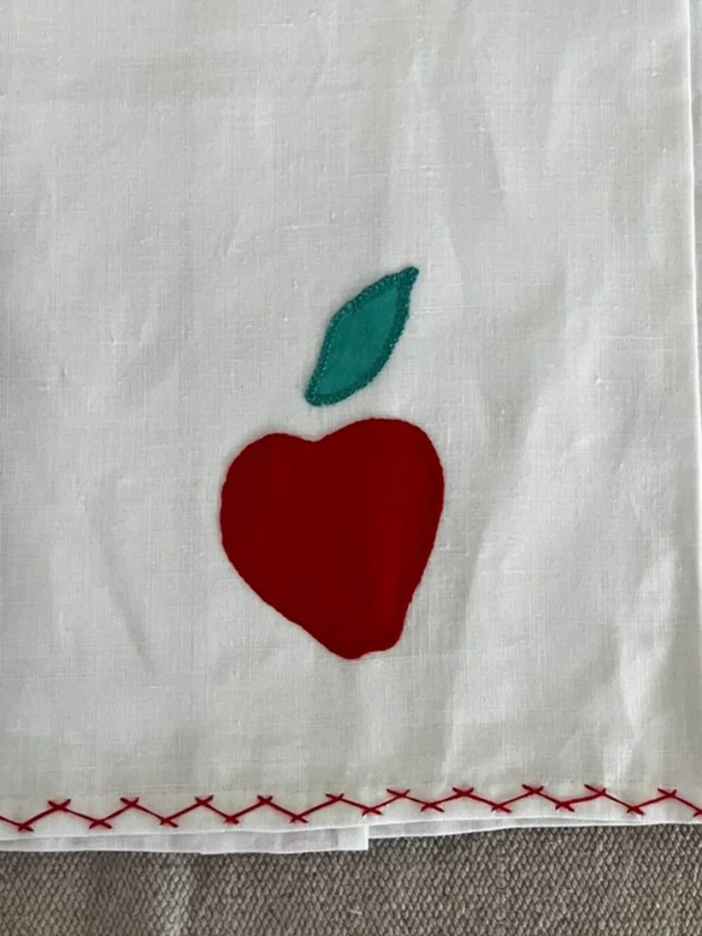 Vintage Handmade Embroidered Farm-House Country Linen Tea Towels